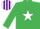 Silk - EMERALD GREEN, white star, purple & white striped cap
