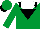 Silk - emerald green, black inverted triangle, black shoulders, white yoke, emerald green cap, black peak