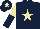 Silk - Dark blue, beige star, beige and dark blue halved sleeves, dark blue cap, beige star