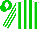 Silk - White body, big-green striped, white arms, big-green striped, big-green cap, white diamond
