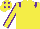 Silk - Yellow, purple epaulettes, purple seams on sleeves, yellow cap, purple diamonds