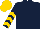 Silk - dark blue, gold chevrons on sleeves, gold cap