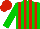 Silk - Green and red stripes, red cap