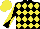 Silk - Black & yellow diamonds, diabolo on sleeves, yellow cap
