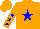 Silk - Orange body, blue star, orange arms, blue stars, orange cap