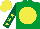 Silk - Emerald green, yellow disc, dark green sleeves, yellow stars, yellow cap