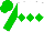 Silk - White body, green triple diamond, green arms, green cap