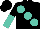 Silk - Black, turquoise large  spots, halved sleeves, black cap