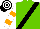 Silk - Light green, black sash, white and orange hooped sleeves, black and white hooped cap