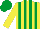 Silk - Yellow & emerald green stripes, yellow sleeves, emerald green cap