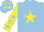 Silk - LIGHT BLUE, YELLOW star, YELLOW sleeves, LIGHT BLUE stars, LIGHT BLUE cap, YELLOW stars
