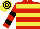 Silk - Red, yellow hoops, red and black hooped sleeves, yellow and black hooped cap