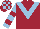 Silk - Maroon, light blue chevron, light blue and maroon hooped sleeves, maroon and light blue checked cap