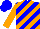 Silk - Blue, orange diagonal stripes, orange sleeves, blue cap
