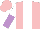 Silk - pink, white stripe, white and mauve halved sleeves,