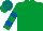 Silk - Emerald green, emerald green & royal blue hooped sleeves, hooped cap
