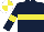 Silk - Dark blue, yellow hoop, yellow armlet, white & yellow quartered cap