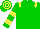 Silk - Green, yellow epaulettes, yellow hoops on sleeves, yellow hoops on cap