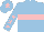 Silk - Light blue, pink hoop, pink stars on sleeves, pink star on cap