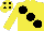 Silk - yellow, large black spots, black spots on yellow cap