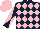 Silk - Dark blue and pink diamonds, diabolo on sleeves, pink cap