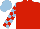 Silk - Red, light blue checked sleeves, light blue cap