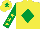 Silk - Yellow, emerald green diamond, emerald green sleeves, yellow stars, yellow cap, emerald green star