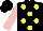 Silk - Black, yellow spots, pink sleeves, black cap