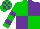 Silk - Green, purple quartered, green arms, purple hooped, green cap, purple checked