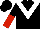 Silk - black, white chevron, black and red halved sleeves, black cap