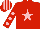 Silk - red, pink star, red sleeves, pink spots, red cap, pink stripes