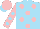 Silk - Sky blue, pink spots, pink sleeves, sky blue spots, pink cap, sky blue peak