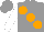 Silk - Grey, orange large spots, white sleeves, grey cap