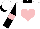 Silk - WHITE, pink heart, black collar, black sleeves, pink armlets, white cap, black  visor