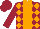 Silk - Garnet body, orange stripe, garnet arms, orange diamonds, garnet cap