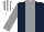 Silk - Dark blue, grey stripe and sleeves, white and grey striped cap
