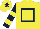 Silk - Yellow, dark blue hollow box, dark blue and yellow hooped sleeves, yellow cap, dark blue star