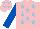 Silk - Pink, light blue stars, royal blue sleeves, pink cap, light blue stars