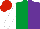 Silk - Emerald green & purple halved, white sleeves, red cap