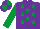 Silk - Purple, emerald green stars and sleeves, quartered cap