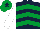 Silk - Dark blue, emerald green chevrons, white sleeves, emerald green cap, dark blue star