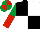 Silk - Black & white quartered, emerald green & red halved sleeves, emerald green & red quartered cap