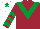 Silk - Maroon, emerald green chevron, chevrons on sleeves, white cap, emerald green star