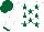 Silk - white, dark green stars, white sleeves, dark green cuffs, dark green cap