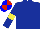 Silk - Saxe blue,  yellow armlets,  blue and red quartered cap