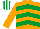 Silk - Orange, emerald green chevrons, white and emerald green striped cap