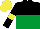 Silk - Black and emerald green halved horizontally, black sleeves, yellow armlets, yellow cap