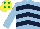 Silk - Light blue & dark blue chevrons, yellow cap, emerald green diamonds