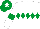 Silk - White, emerald green diamond hoop and armlets, emerald green cap, white star