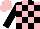 Silk - pink and black checked, black sleeves, pink cap